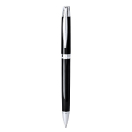 Stylo rotatif en aluminium brillant avec étui et encre bleue