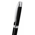 Stylo rotatif en aluminium brillant avec étui et encre bleue