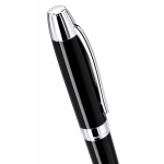 Stylo rotatif en aluminium brillant avec étui et encre bleue