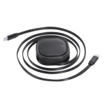 Câble chargeur USB-C rétractable matériaux recyclés jusqu’à 120cm 60W couleur noir première vue