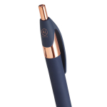 Stylo en aluminium recyclé avec détails or rose et encre bleue