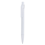 Stylo à bille en aluminium à poussoir avec caoutchouc et encre bleue couleur blanc première vue