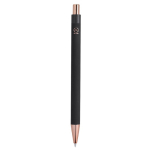 Stylo en aluminium recyclé avec détails en or rose et encre bleue