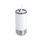 Gobelet isotherme en acier inoxydable recyclé à double ouverture 480ml couleur blanc première vue