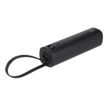 Batterie externe aluminium recyclé avec câble type C intégré 5000mAh couleur noir première vue