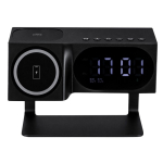 Station de charge sans fil haut-parleur et horloge numérique 1200mAh couleur noir première vue