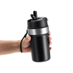 Gobelet isotherme en acier inoxydable recyclé poignée et paille 490 ml