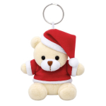Porte-clés ours en peluche avec costume et bonnet de Noël couleur rouge première vue