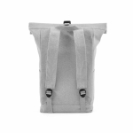 Sac à dos écologique à fermeture roulée avec base renforcée et poche frontale 16L couleur gris clair vue arrière