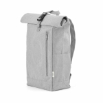 Sac à dos écologique à fermeture roulée avec base renforcée et poche frontale 16L couleur gris clair vue frontale