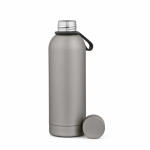 Bouteille isotherme en acier inoxydable recyclé avec poignée en silicone 490ml couleur argenté deuxième vue frontale
