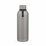 Bouteille isotherme en acier inoxydable recyclé avec poignée en silicone 490ml couleur argenté vue frontale