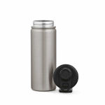 Bouteille isotherme en acier inoxydable recyclé avec double bouchon 500ml couleur argenté deuxième vue frontale