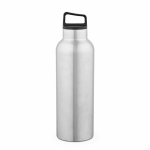 Bouteille isotherme en acier inoxydable recyclé avec poignée de transport 2L couleur argenté vue frontale