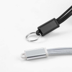 Câble de charge rapide 3 en 1 avec connecteurs et porte-clés en aluminium 10W vue détaillée