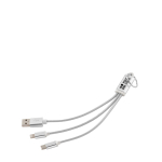 Câble de charge rapide 3 en 1 avec connecteurs et porte-clés en aluminium 10W vue principale