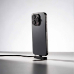 Câble de charge rapide USB-C avec support de téléphone intégré 60W couleur noir vue d'ambiance