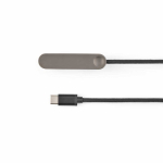 Câble de charge rapide USB-C avec support de téléphone intégré 60W couleur noir vue frontale