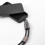 Câble de charge USB-C 60W avec alliage de zinc et lanière réglable pour téléphone couleur noir deuxième vue