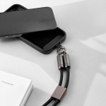 Câble de charge USB-C 60W avec alliage de zinc et lanière réglable pour téléphone couleur noir