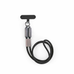 Câble de charge USB-C 60W avec alliage de zinc et lanière réglable pour téléphone couleur noir vue frontale
