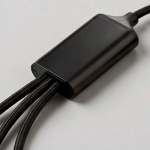 Câble de charge tressé 5-en-1 à connecteurs multiples 10W couleur noir vue détaillée