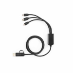 Câble de charge tressé 5-en-1 à connecteurs multiples 10W couleur noir vue frontale