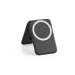Porte-cartes magnétique 2 en 1 en cuir vegan avec support pour téléphone couleur noir deuxième vue