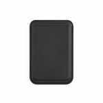 Porte-cartes magnétique pour téléphone en cuir synthétique avec clip couleur noir vue frontale