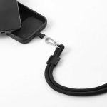 Lanière universelle réglable pour téléphone en polyester recyclé couleur noir deuxième vue