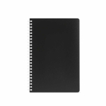 Carnet A5 à couverture souple et spirale latérale, pages lignées couleur noir vue frontale