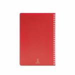 Carnet A5 à couverture souple et spirale latérale, pages lignées couleur rouge vue arrière