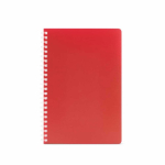 Carnet A5 à couverture souple et spirale latérale, pages lignées couleur rouge vue frontale