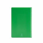 Carnet A5 à couverture souple et spirale latérale, pages lignées couleur vert vue arrière