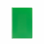 Carnet A5 à couverture souple et spirale latérale, pages lignées couleur vert vue frontale
