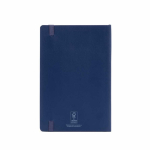 Carnet en similicuir recyclé à couverture souple A5 avec pages lignées couleur bleu marine vue arrière