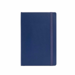 Carnet en similicuir recyclé à couverture souple A5 avec pages lignées couleur bleu marine vue frontale