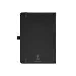 Carnet A5 en cuir synthétique recyclé avec fermeture élastique et pages lignées couleur noir vue arrière