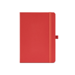 Carnet A5 en cuir synthétique recyclé avec fermeture élastique et pages lignées couleur rouge vue frontale