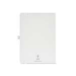 Carnet A5 en cuir synthétique recyclé avec fermeture élastique et pages lignées couleur blanc vue arrière