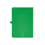 Carnet A5 en cuir synthétique recyclé avec fermeture élastique et pages lignées couleur vert vue arrière