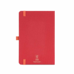 Carnet écologique à couverture rigide en A5 avec poche intérieure et pages lignées couleur rouge vue arrière