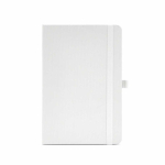 Carnet écologique à couverture rigide en A5 avec poche intérieure et pages lignées couleur blanc vue frontale