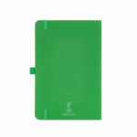 Carnet écologique à couverture rigide en A5 avec poche intérieure et pages lignées couleur vert vue arrière
