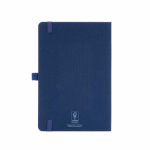 Carnet écologique à couverture rigide en A5 avec poche intérieure et pages lignées couleur bleu marine vue arrière