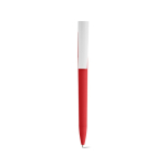 Stylo à corps en plastique recyclé, grand clip et encre bleue couleur rouge vue frontale