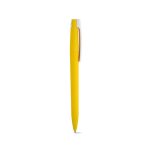 Stylo à corps en plastique recyclé, grand clip et encre bleue couleur jaune deuxième vue