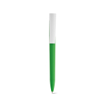 Stylo à corps en plastique recyclé, grand clip et encre bleue couleur vert vue frontale