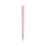 Stylo à corps en plastique recyclé, grand clip et encre bleue couleur rose clair vue arrière
