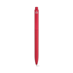 Stylo en plastique recyclé avec clip renforcé et encre bleue couleur rouge vue arrière